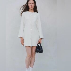 H&M White Long Sleeve Dress